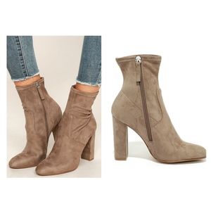 Steve Madden Edit Taupe Suede High Heel Booties